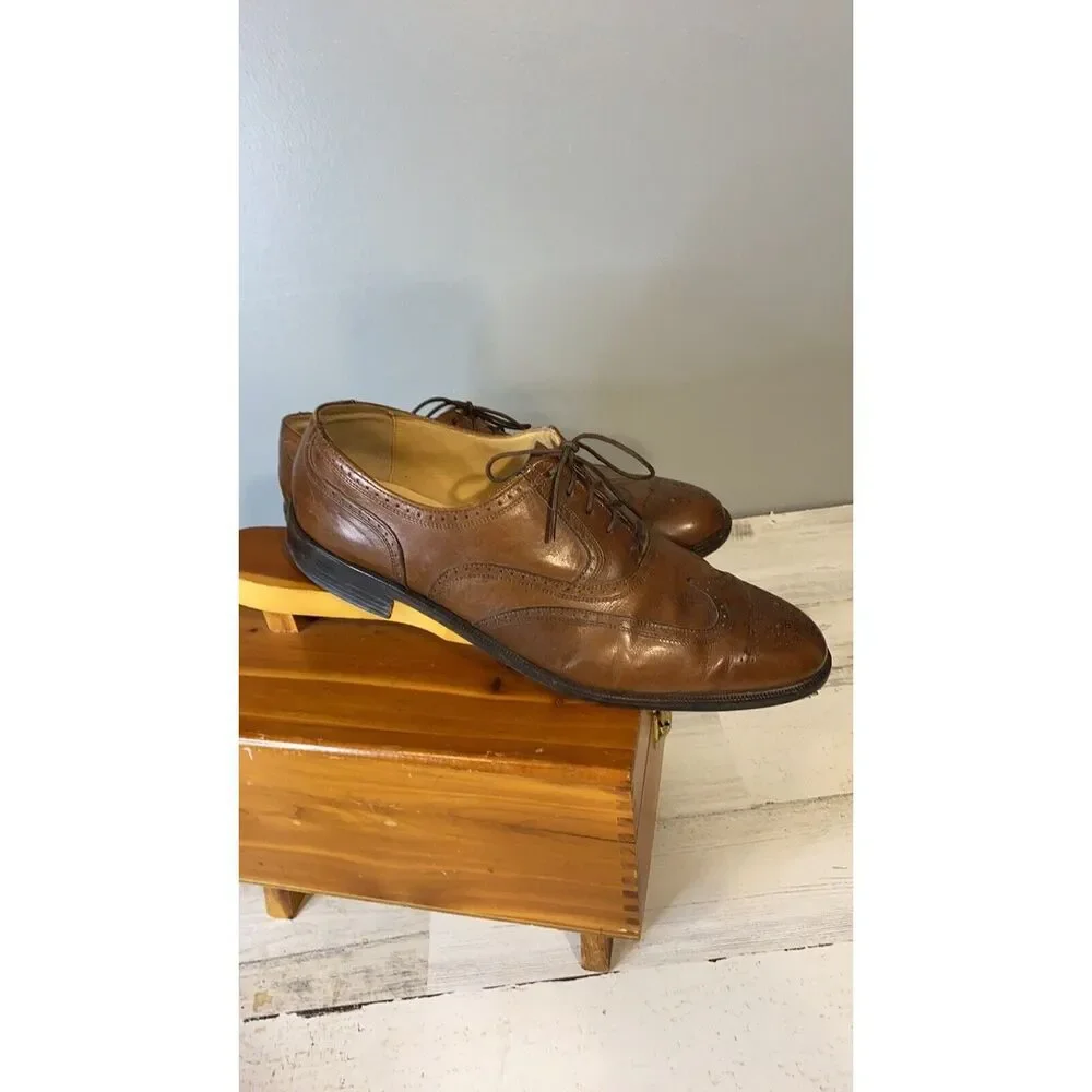 Freeman Men’s Leather Wing Tip Oxfords‎ Size 9.5 Brown